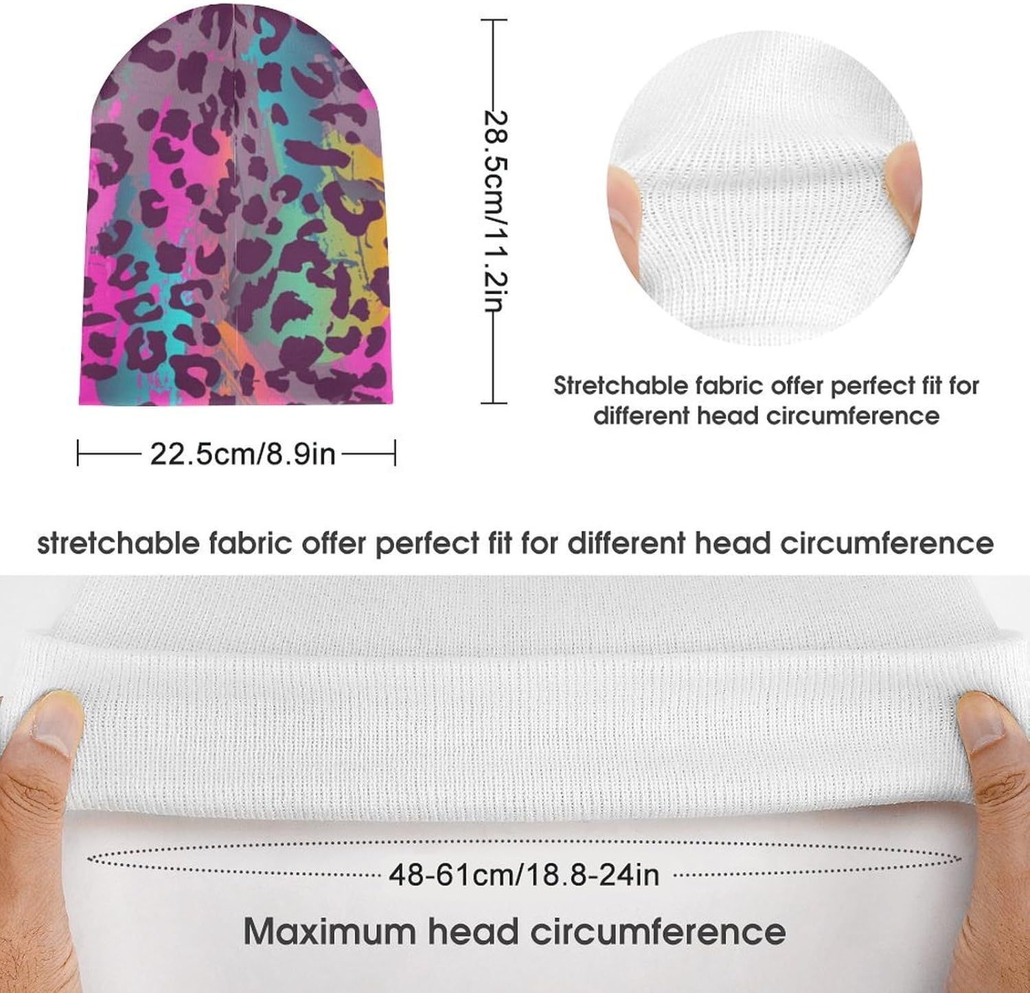 Colorful Animal Skin Texture Printed Knitted Hat Fashion Beanie Winter Warm Women's Men's Pullover Hat - Image 2