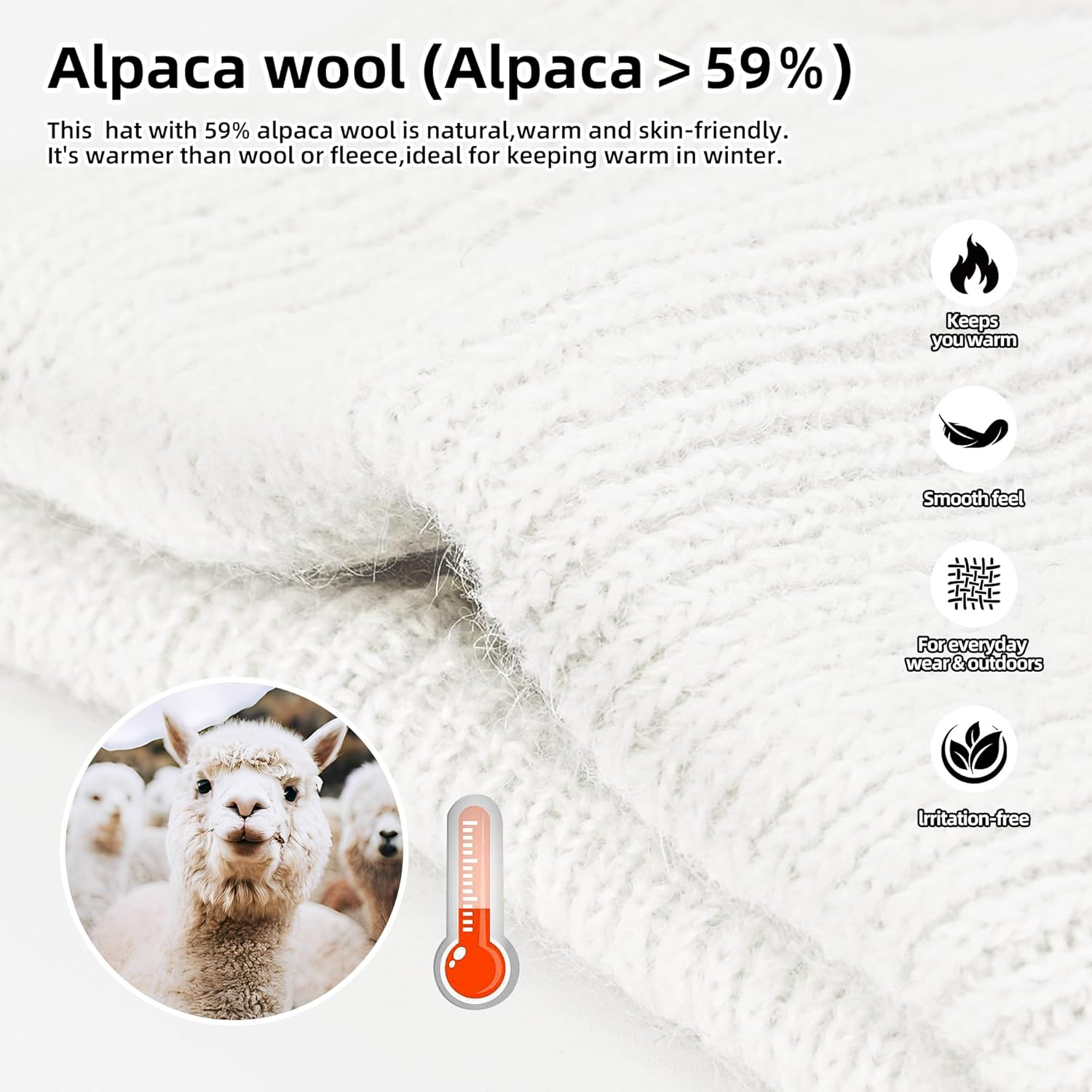 Alpaca Wool Beanie Hats Men Women Winter Hats Warm Beanie Fuzzy Soft Knit Lightweight ft for Her&Him - Image 2