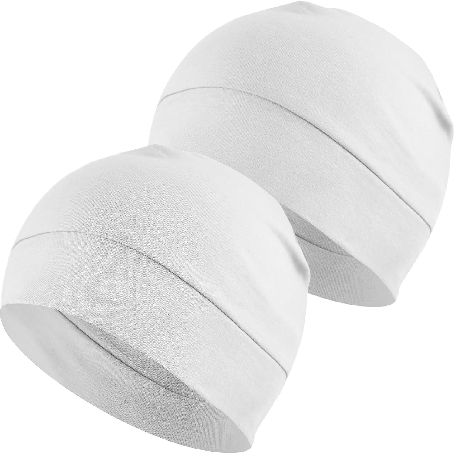 Headshion Cotton Skull Caps for Men Women,2-Pack Lightweight Beanie Sleep Hats Breathable Helmet Liner