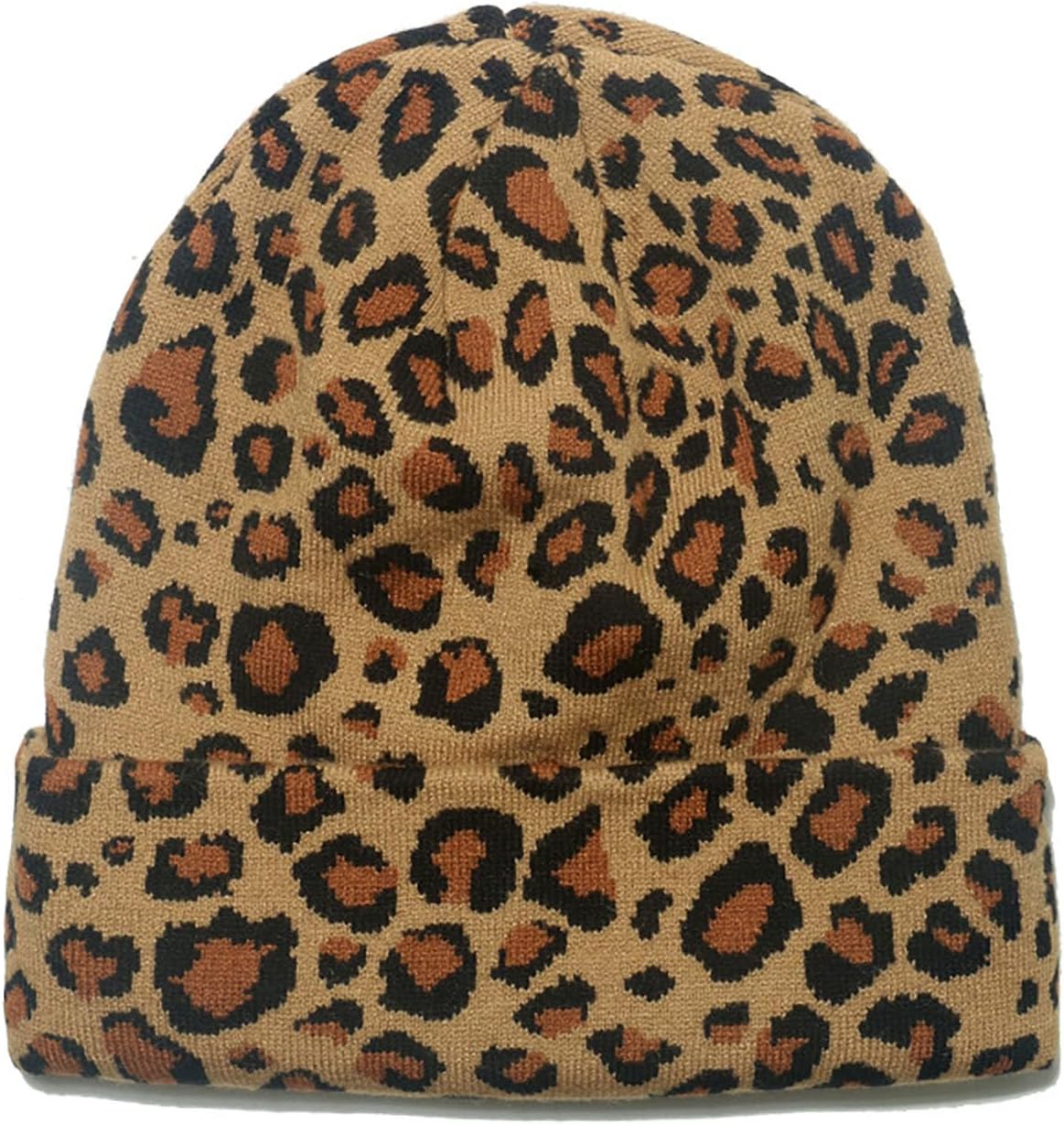 Cow Print Beanie Hats for Women Men Warm Knit Hat Animal Print Beanies Cap 2 Layers Winter Leopard Print Skull Cap