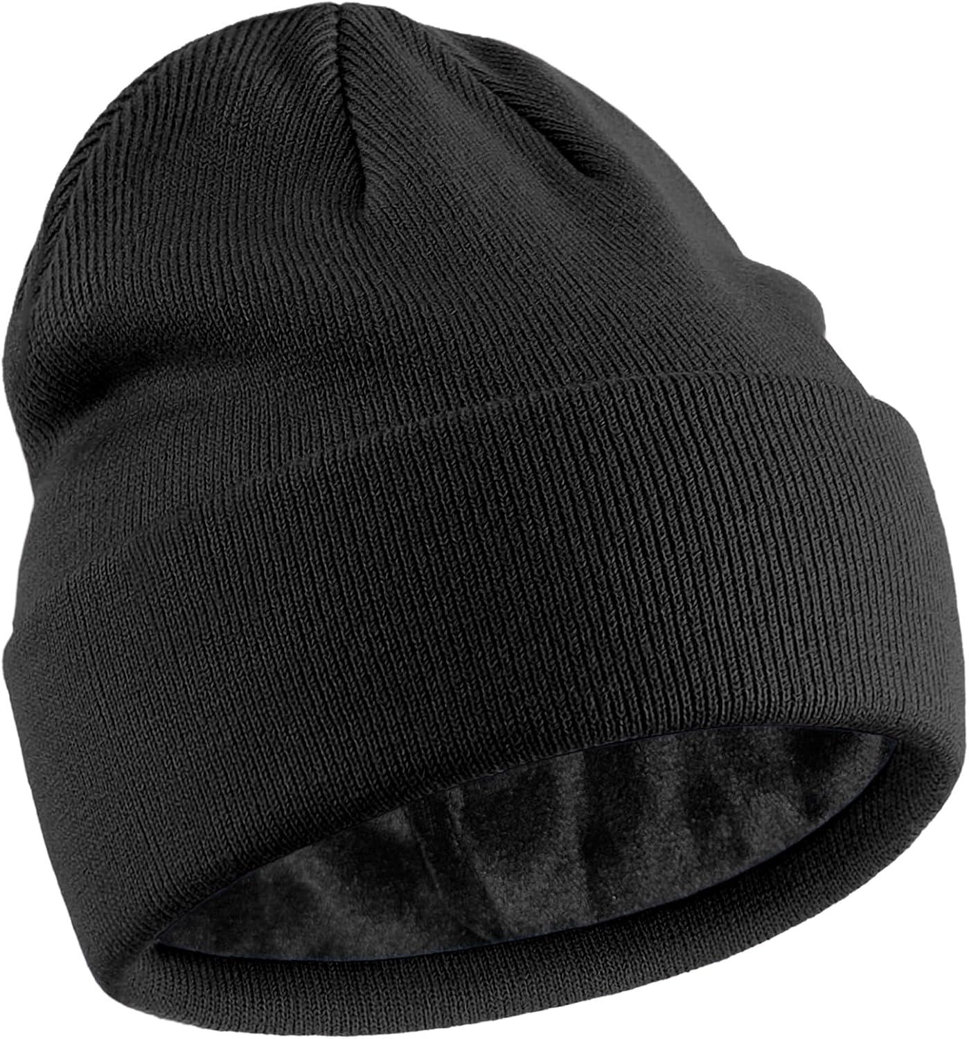 Fleece Lined Wool Beanie for Men Women, Knit Winter Hats Warm Cuffed Stocking Skull Cap Fashion Slouy Beanies
